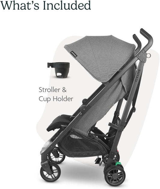 G-Luxe Umbrella Stroller/Lightweight Design for Easy Travel/One-Step Fold + Recline/Xl Basket + Canopy/Cup Holder Included/Greyson (Charcoal Mélange/Carbon Frame)