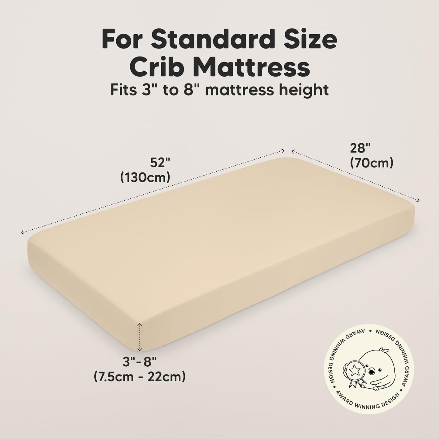2-Pack Bamboo Viscose Crib Sheets for Boys, Girls - Fitted Crib Sheet, Organic Baby Crib Sheets Neutral,Crib Mattress Sheet, Toddler Bed Sheets,Baby Sheets for Crib,Unisex Crib Fitted Sheet (Khaki)