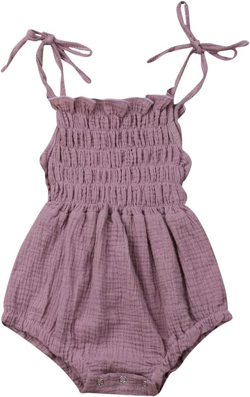 Newborn Baby Girl Clothes Summer Adjustable Straps Romper Dress Cotton Linen One Piece Photoshoot Birthday Outfit