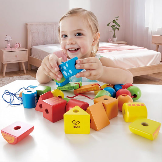 String along Ss Wooden Block Toddler Lacing Toy
