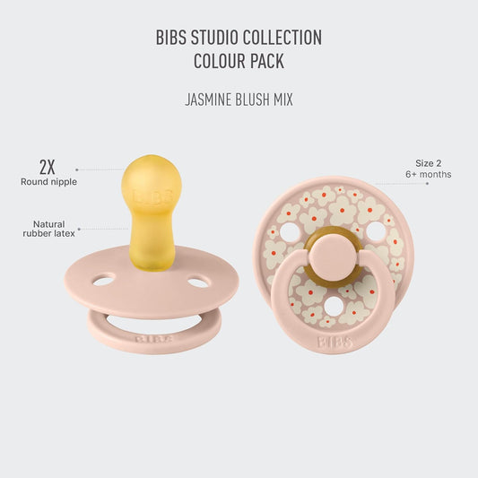 Pacifiers - Studio Collection | Natural Rubber Baby Pacifier | Set of 2 Bpa-Free Soothers | Made in Denmark | (Blush Mix, 6-18 Months)