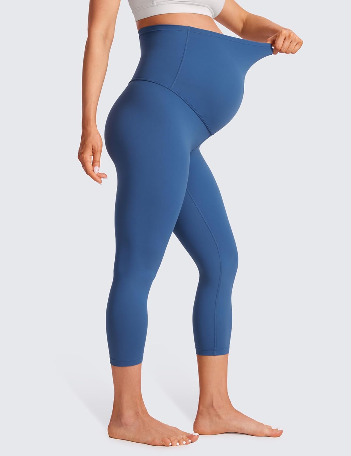 Womens Butterluxe Maternity Capris Leggings 21" / 23'' - Crop Pants over the Belly Workout Active Yoga Pregnancy