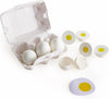 Egg Carton | 3 Hard-Boiled Eggs with Easy-Peel Shell & 3 Fried, Wooden Realistic Educational Toy for Children 3+, White and Yellow (E3156)