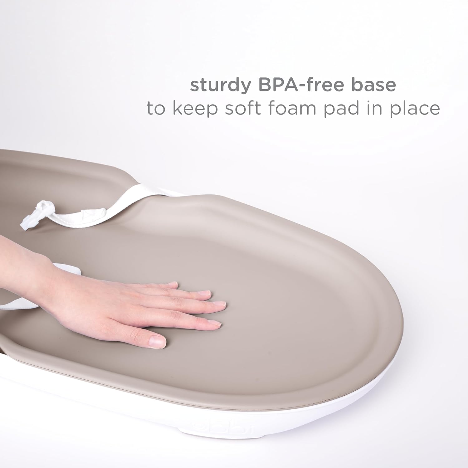 Baby Changing Pad, Easy to Clean with Detachable Base, Lightweight, Waterproof Foam, Includes Safety Strap and Non-Skid Feet, Taupe
