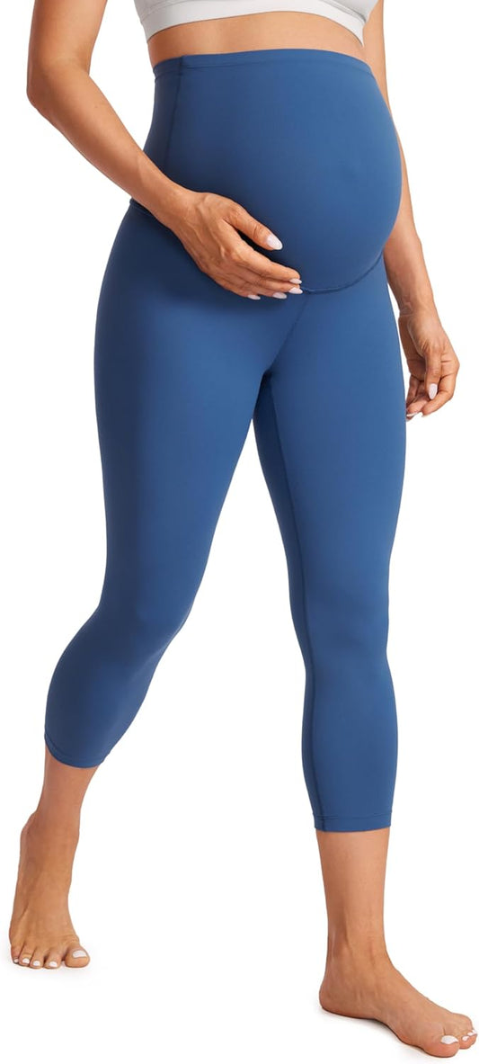 Womens Butterluxe Maternity Capris Leggings 21" / 23'' - Crop Pants over the Belly Workout Active Yoga Pregnancy
