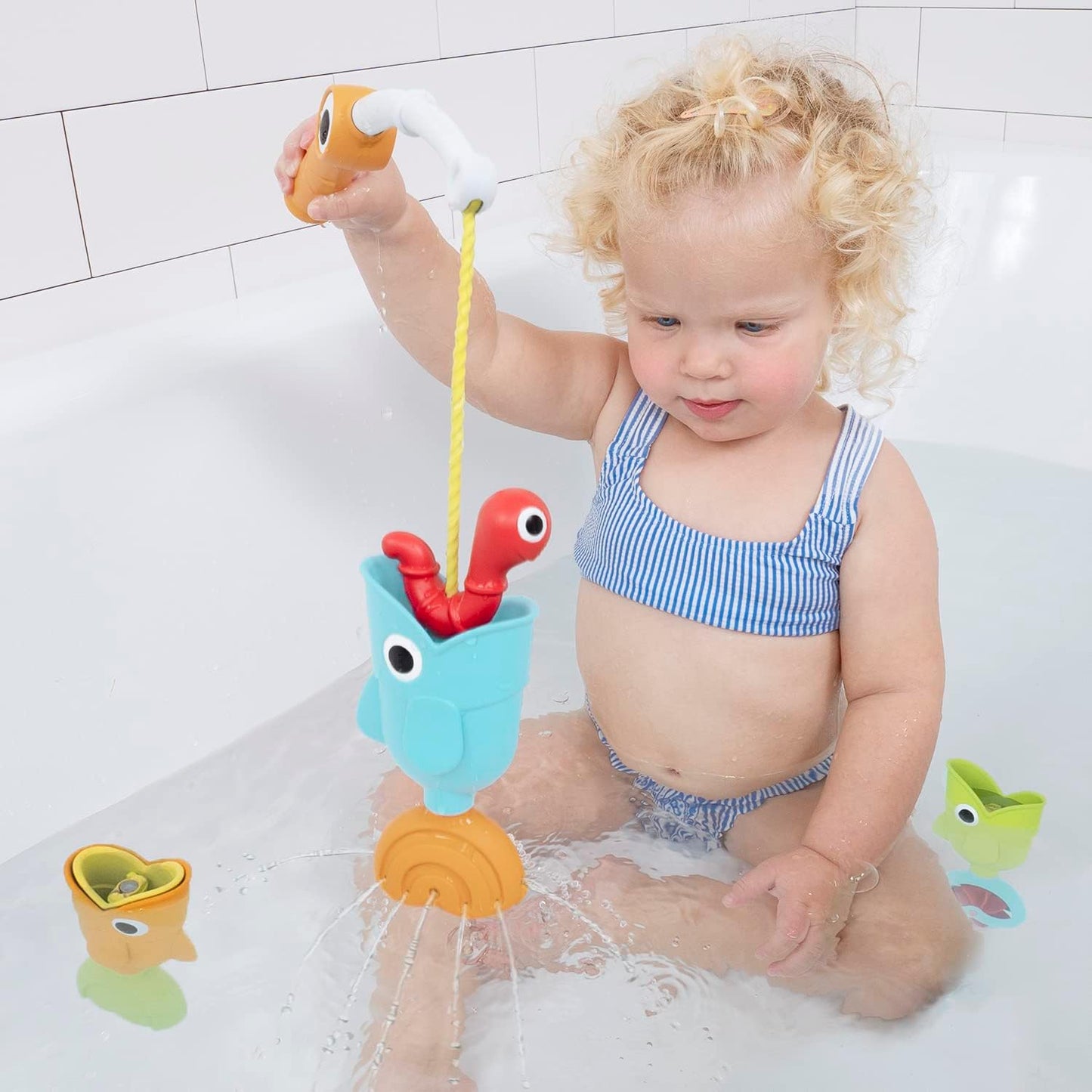 Fishing Bath Toy - 4-Piece Set with 3 Magnetic Fish, Each Offering Unique Actions - Perfect for Swimming Pool or Bathtub Fun for Ages 2+ ( Close Box)
