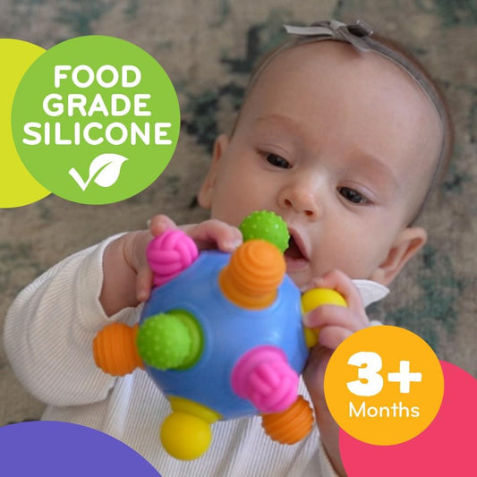 Mobi Woblii Sensory Ball - Sensory Activities for Toddlers and Kids, Bpa-Free and Food Grade Silicone Teething Toy, Montessori Learning Games - for 3 Month Old and Up