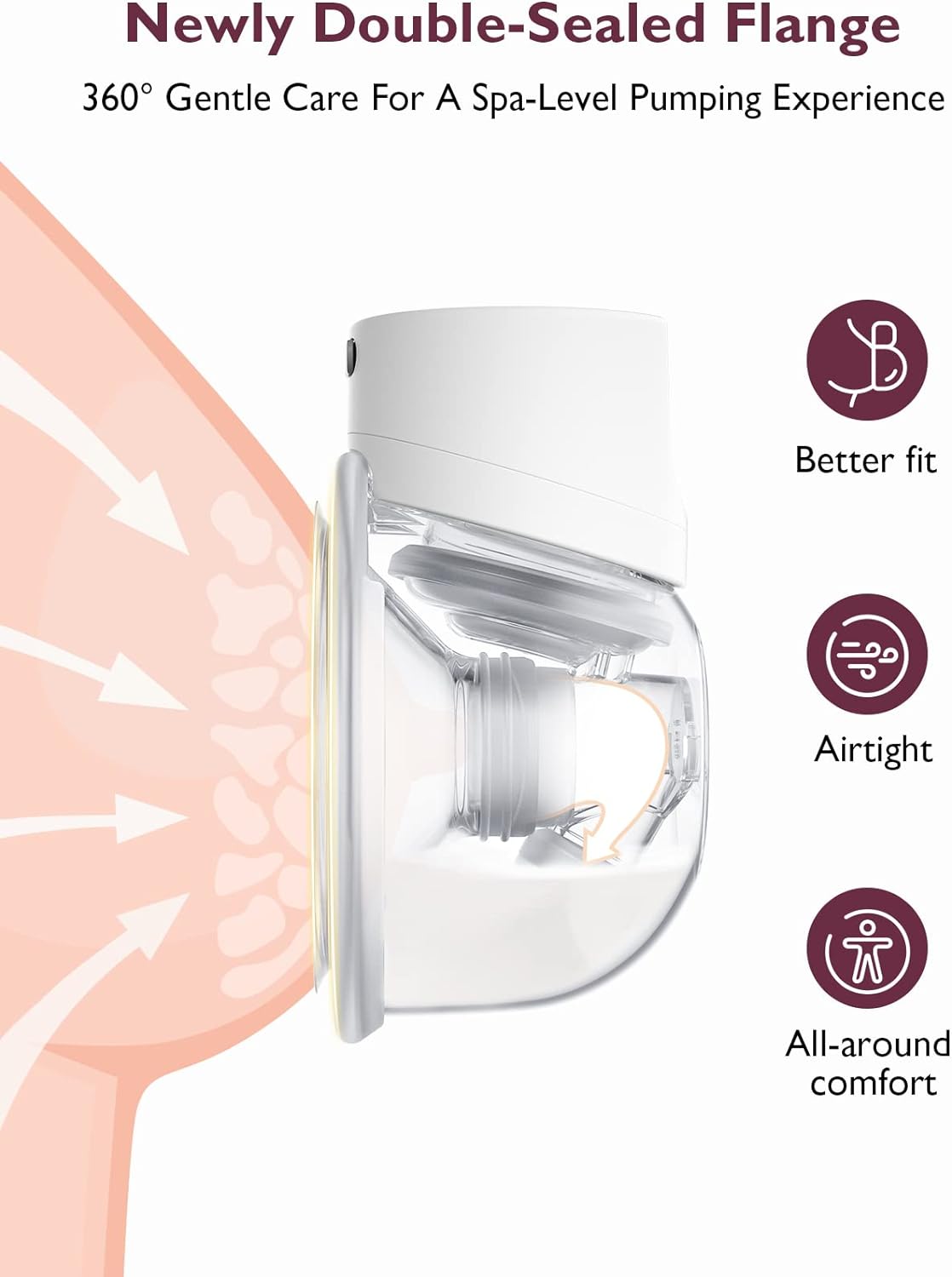 Hands-Free Breast Pump S12 Pro Wearable, Double Wireless Pump with Comfortable Doublefit Flange, 3 Modes & 9 Levels Electric Pump Portable, 24Mm, 2 Pack