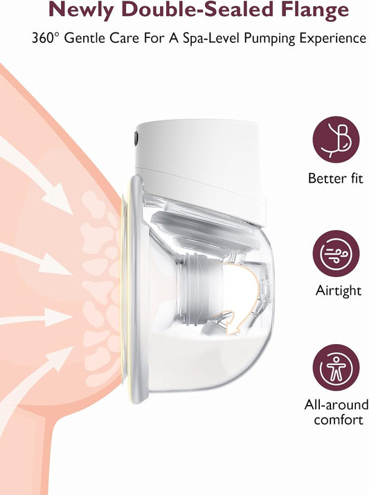 Hands-Free Breast Pump S12 Pro Wearable, Double Wireless Pump with Comfortable Doublefit Flange, 3 Modes & 9 Levels Electric Pump Portable, 24Mm, 2 Pack