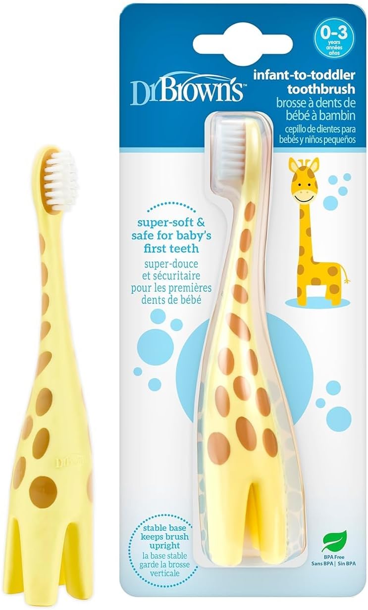 Infant-To-Toddler Training Toothbrush, Soft for Baby'S First Teeth, Giraffe, BPA Free, 0-3 Years
