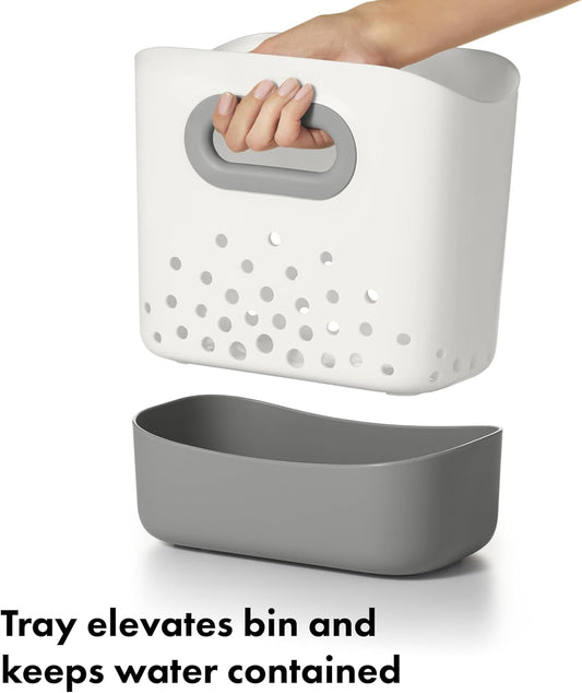 Tot - Stand up Bath Toy Bin - Large Opening Bathtub Kids Organizer - Toy Caddy for Bathroom - Grey