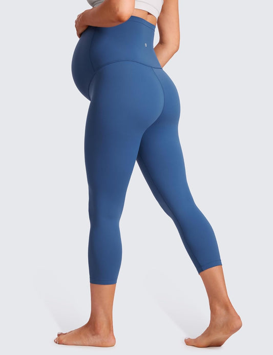 Womens Butterluxe Maternity Capris Leggings 21" / 23'' - Crop Pants over the Belly Workout Active Yoga Pregnancy