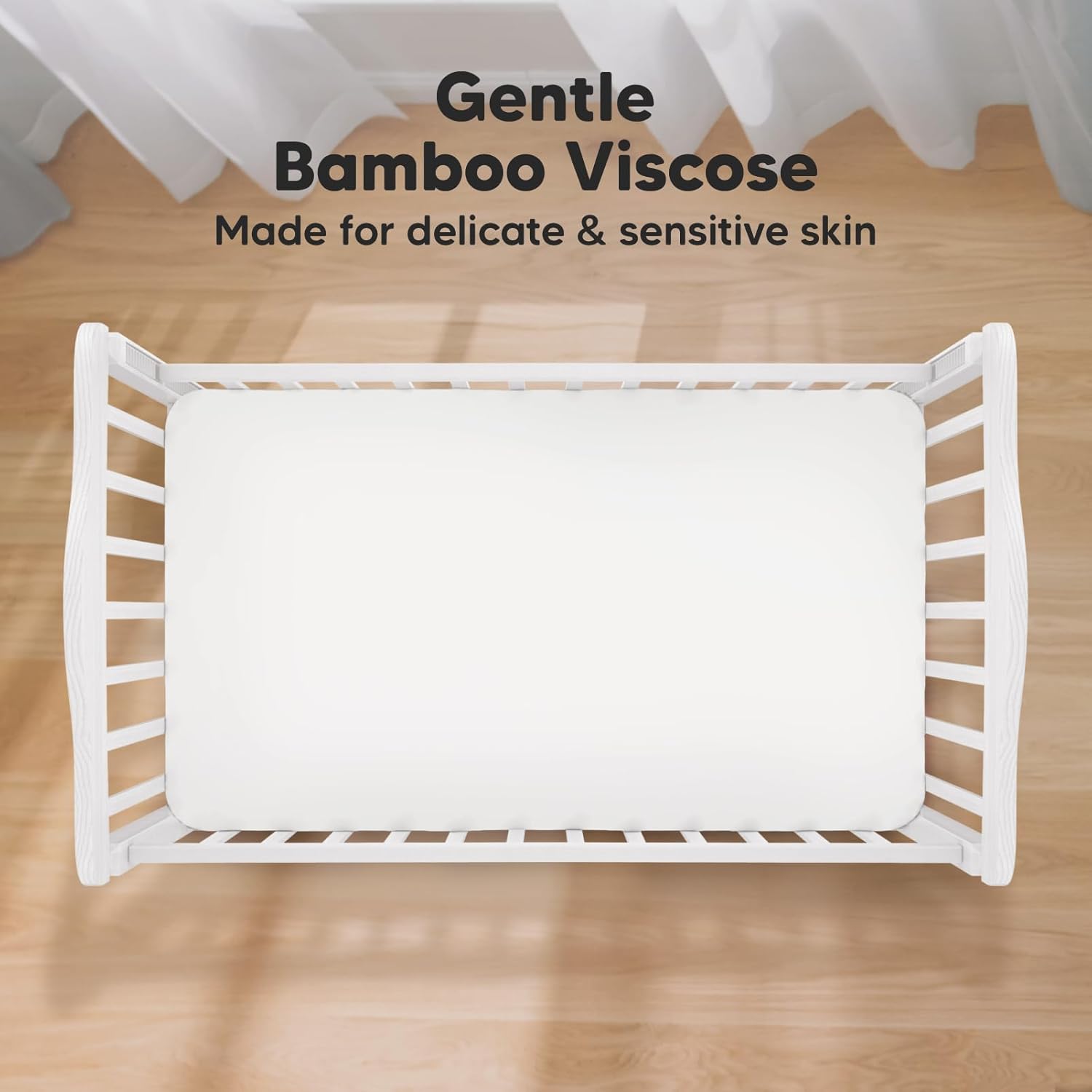 2-Pack Bamboo Viscose Crib Sheets for Boys, Girls - Fitted Crib Sheet, Organic Baby Crib Sheets Neutral,Crib Mattress Sheet, Toddler Bed Sheets,Baby Sheets for Crib,Unisex Crib Fitted Sheet (Khaki)