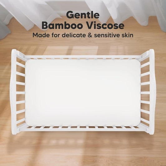 2-Pack Bamboo Viscose Crib Sheets for Boys, Girls - Fitted Crib Sheet, Organic Baby Crib Sheets Neutral,Crib Mattress Sheet, Toddler Bed Sheets,Baby Sheets for Crib,Unisex Crib Fitted Sheet (Khaki)