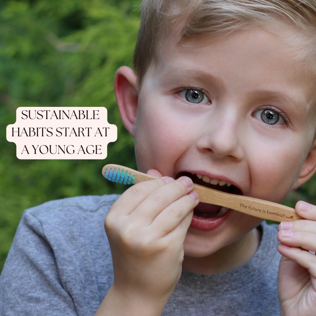 Superhero Bamboo Toothbrush Pack for Kids, Kids Toothbrush for Clean Teeth, Sustainable Products for Good Oral Hygiene, Health Canada Compliant, Pack of 4 Natural Toothbrushes for Kids -