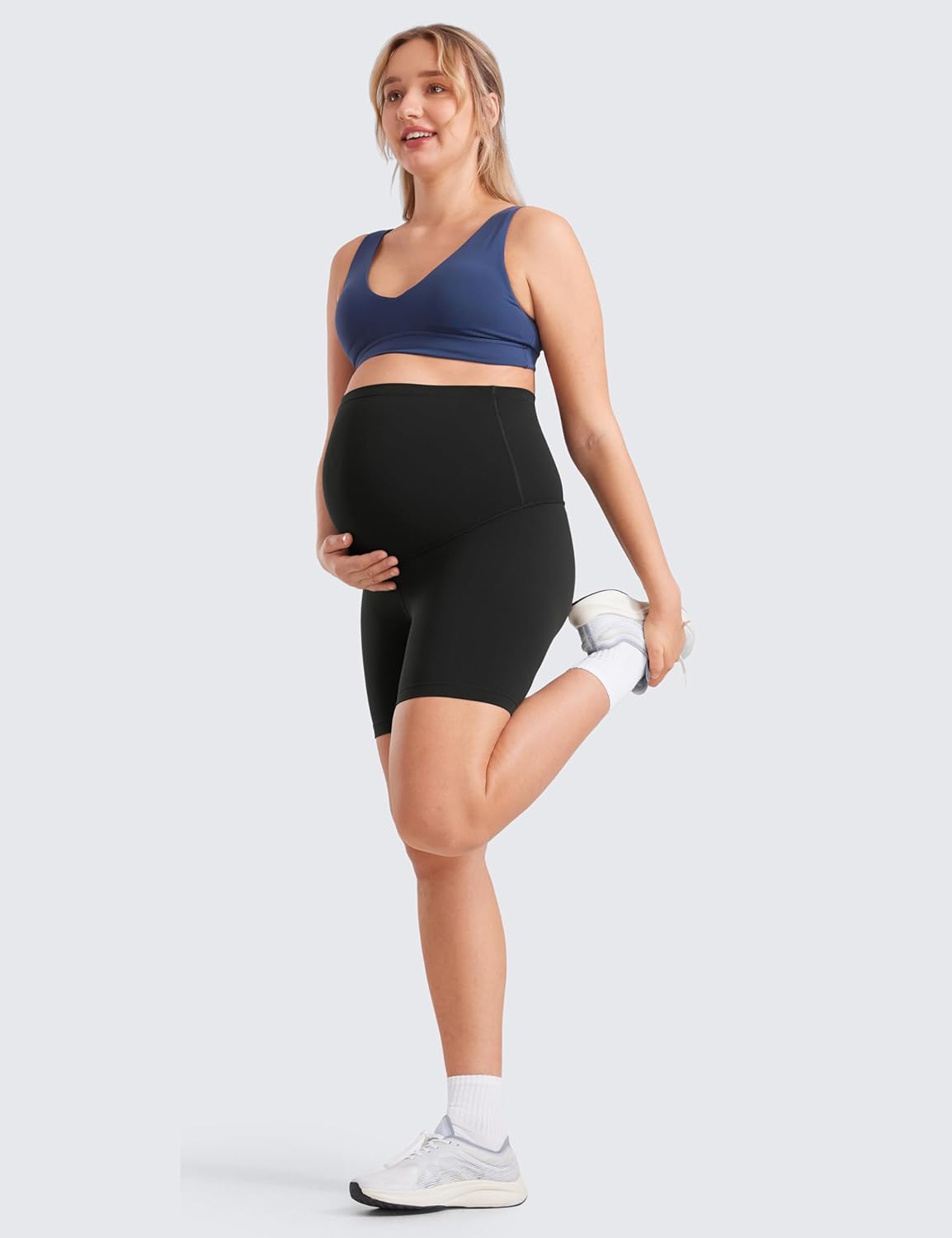 Womens Butterluxe Maternity Yoga Shorts 4" / 6" - over the Belly Pregnancy Workout Athletic Biker Shorts