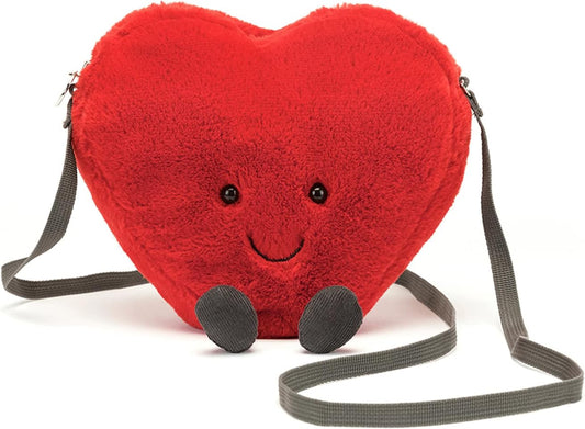 Amuseables Heart Plush Bag, 7 Inches - Crossbody and Shoulder Purse - Fun and Unique Handbag