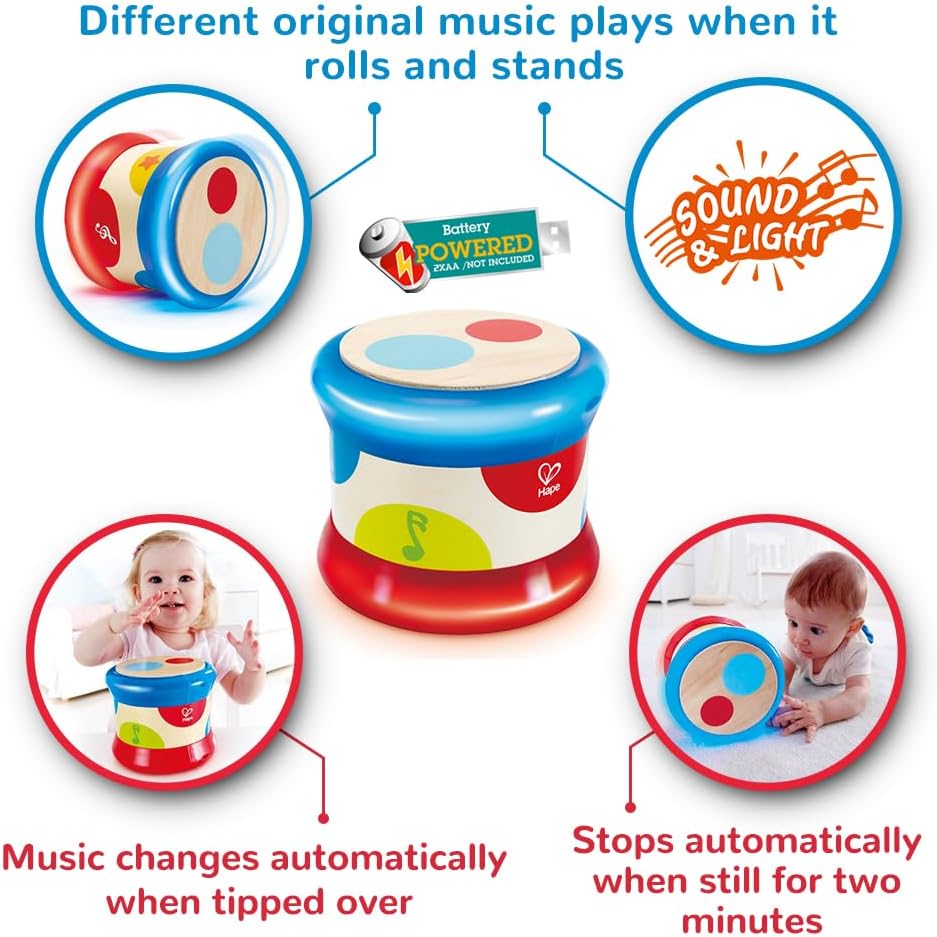 Baby Drum | Colorful Rolling Drum Musical Instrument Toy for Toddlers, Rhythm & Sound Learning, Battery Powered (E0333)