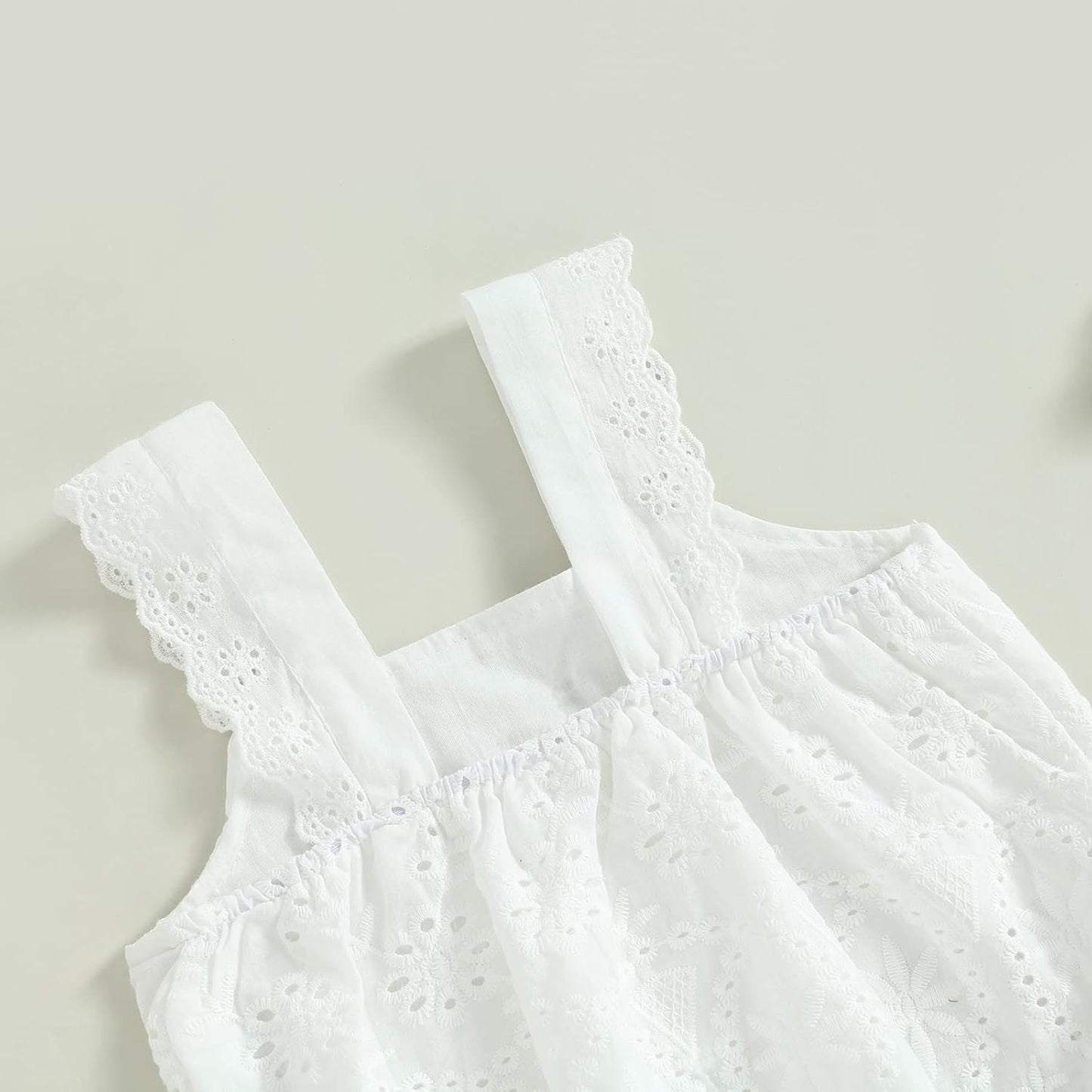 Summer Clothes Toddler Girl Camisole Outfit Infant Baby Cotton Linen Lace Smocked Sleeveless Tank Top Pants Set 0-7T
