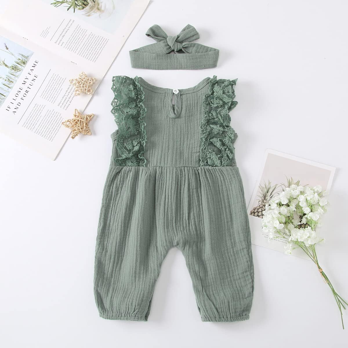 Baby Girl One Piece Romper Cotton Soft Crew Neck Short Sleeve Bodysuit Jumpsuits Newborn Baby Clothes White