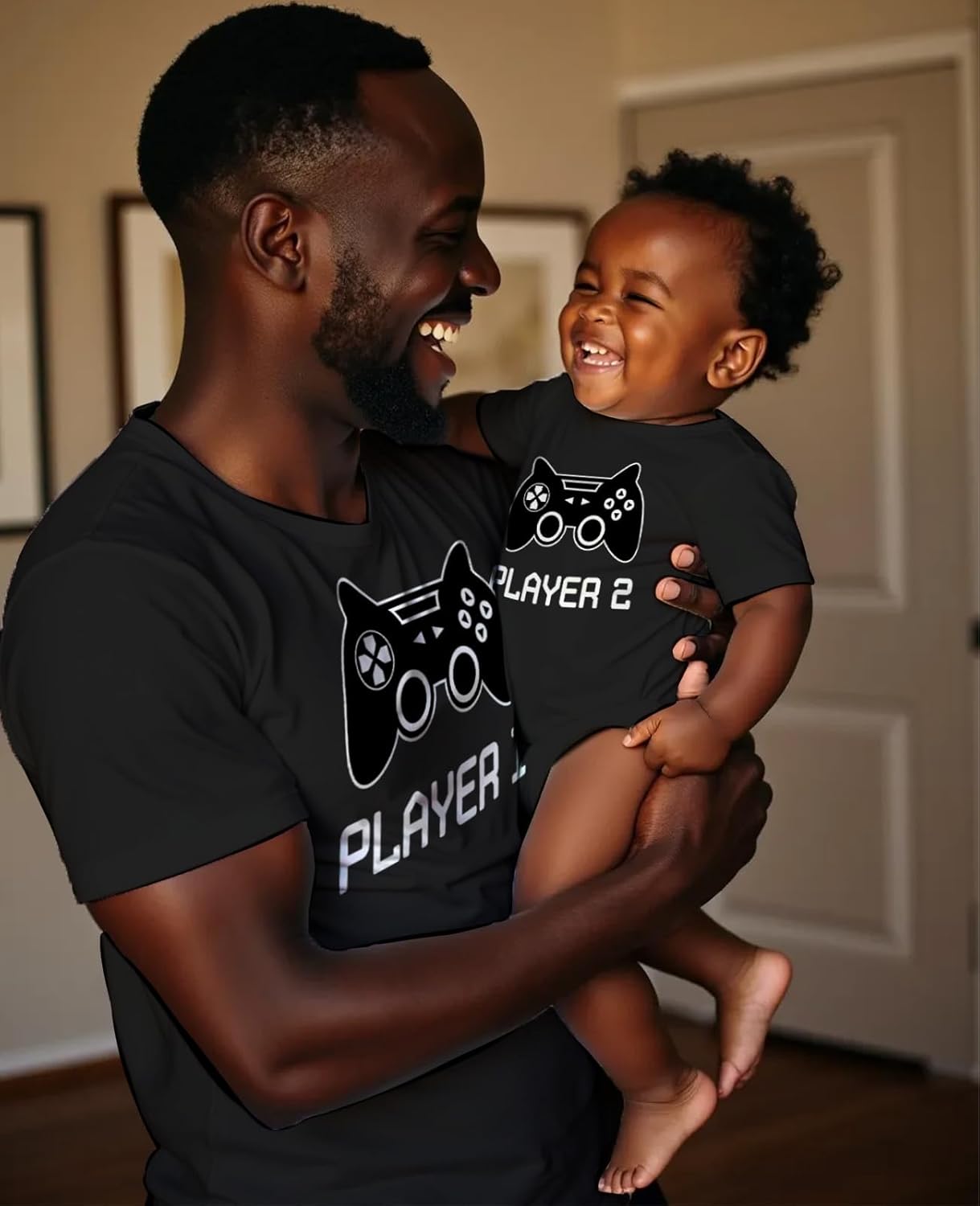 Gamer Dad and Baby Matching Outfits Player 1 and Player 2 Shirts Fathers Day Outfit Gift for Newborn & Dads
