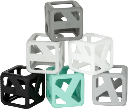 Stack N Chew - Mini Cubes Baby Chew Toy Monochrome - Develops Fine Motor Skills, Increases Grip Strength, Stimulates Hand-Eye Coordination