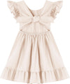 Toddler Girls Dress Cotton Linen Ruffle Backless Sleeveless Kids Casual Party Dresses