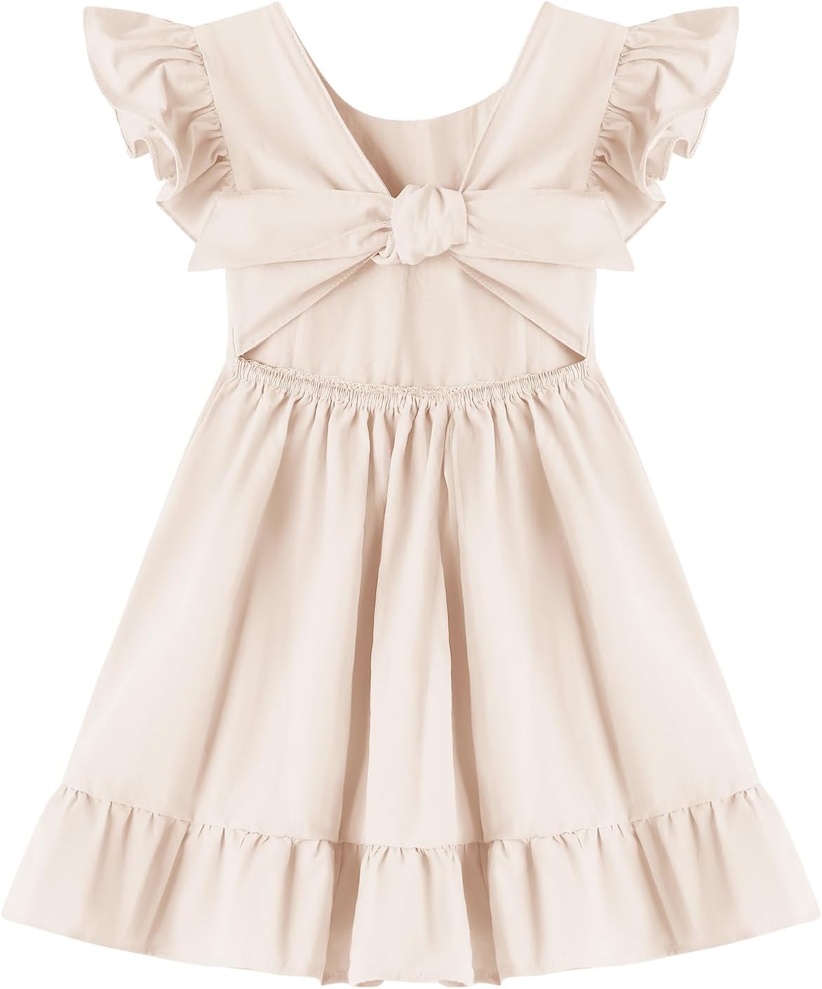 Toddler Girls Dress Cotton Linen Ruffle Backless Sleeveless Kids Casual Party Dresses