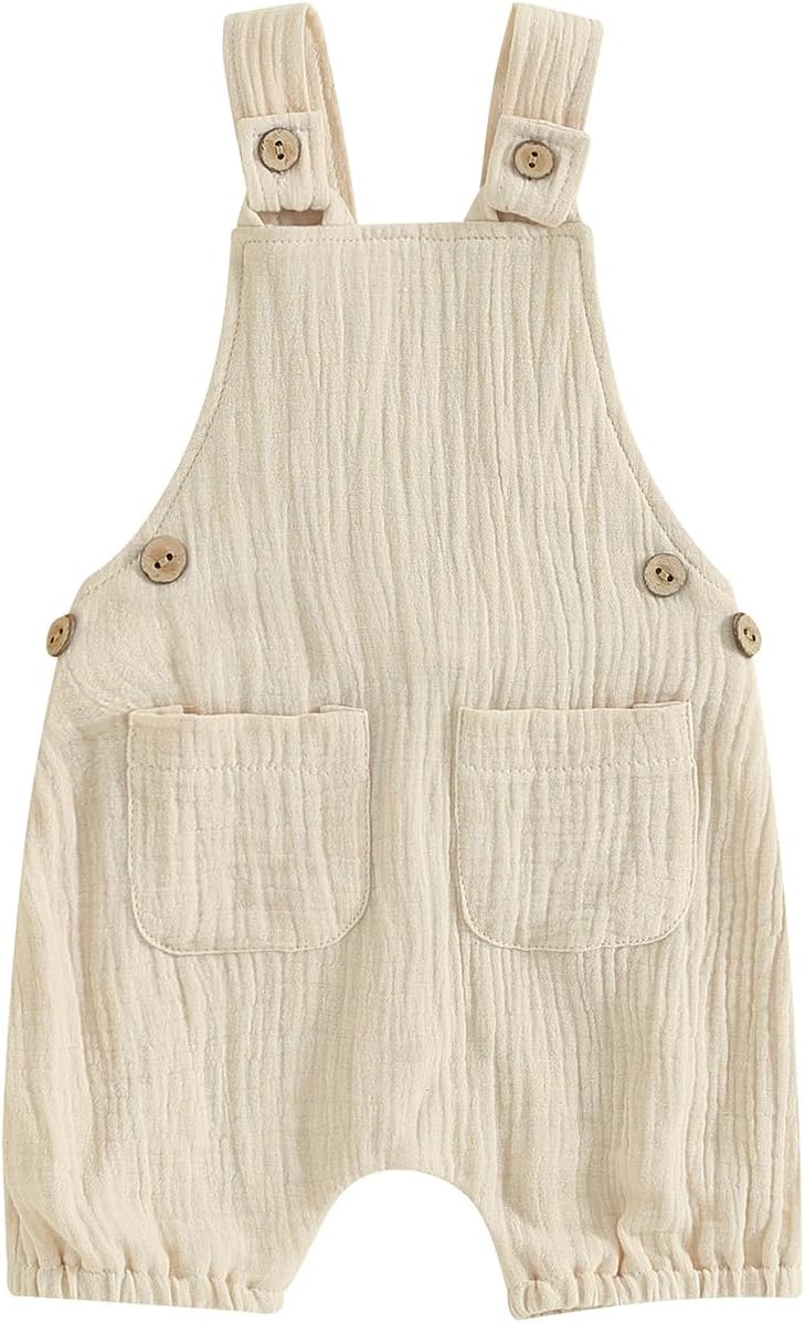 Infant Baby Girl Boy Romper Shorts Linen Sleeveless Jumpsuit Bib Overalls One Piece Outfit Spring Summer Clothes