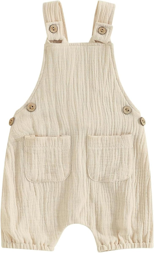 Infant Baby Girl Boy Romper Shorts Linen Sleeveless Jumpsuit Bib Overalls One Piece Outfit Spring Summer Clothes