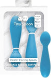 Tiny Spoon (2 Pack in Blue) - 100% Silicone Spoons for Baby Led Weaning + Purees - Designed by a Pediatric Feeding Specialist - 4 Months+
