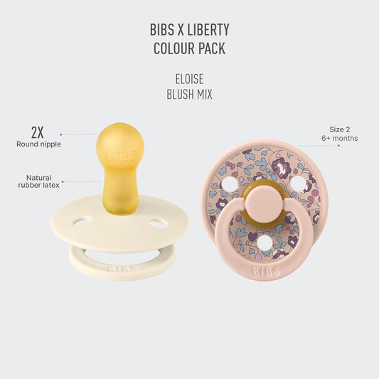 X Liberty Pacifiers | Natural Rubber Baby Pacifier | Set of 2 Bpa-Free Soothers | Made in Denmark | Eloise Blush Mix | Size 6 to 18 Months