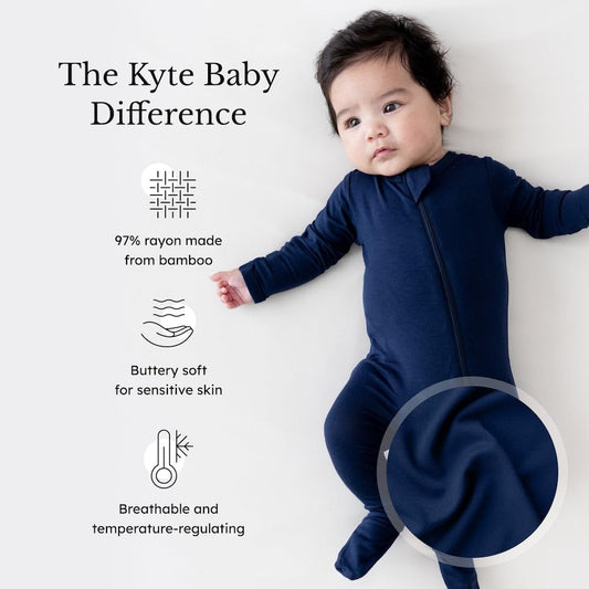 Footies - Baby Pajama Suit with Zipper Closure, Soft Rayon Made from Bamboo