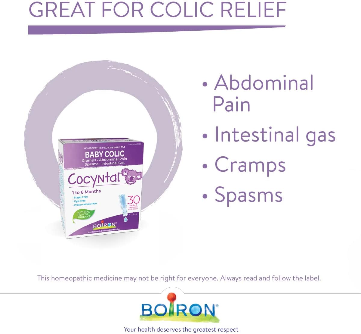 Cocyntal Used for the Relief of Baby Colic: Abdominal Pain, Cramps, Spasms and Intestinal Gas. 30 Unit-Doses