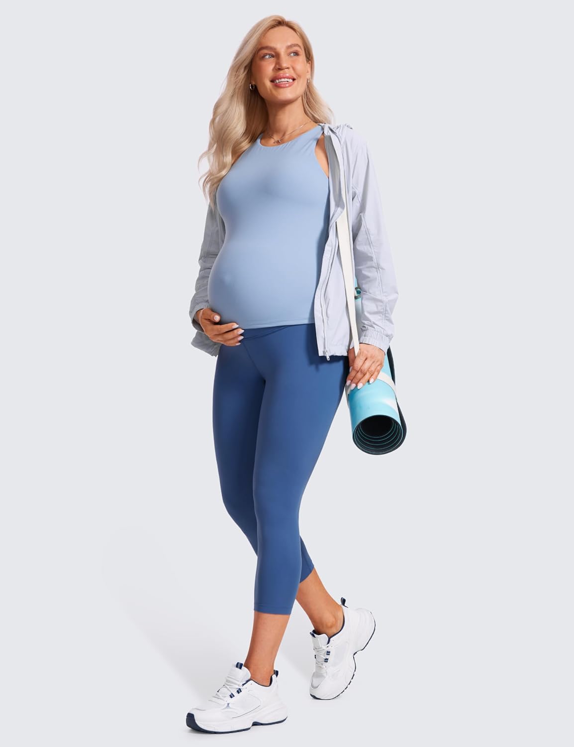 Womens Butterluxe Maternity Capris Leggings 21" / 23'' - Crop Pants over the Belly Workout Active Yoga Pregnancy
