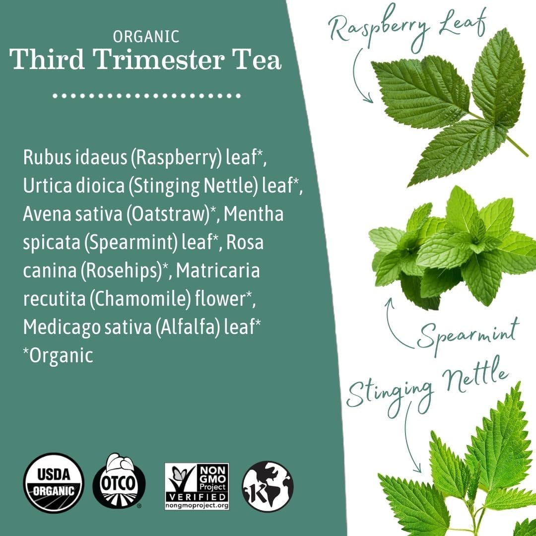 Organic Third Trimester Tea for Pregnancy Comfort and Childbirth Preparation, 16-Count