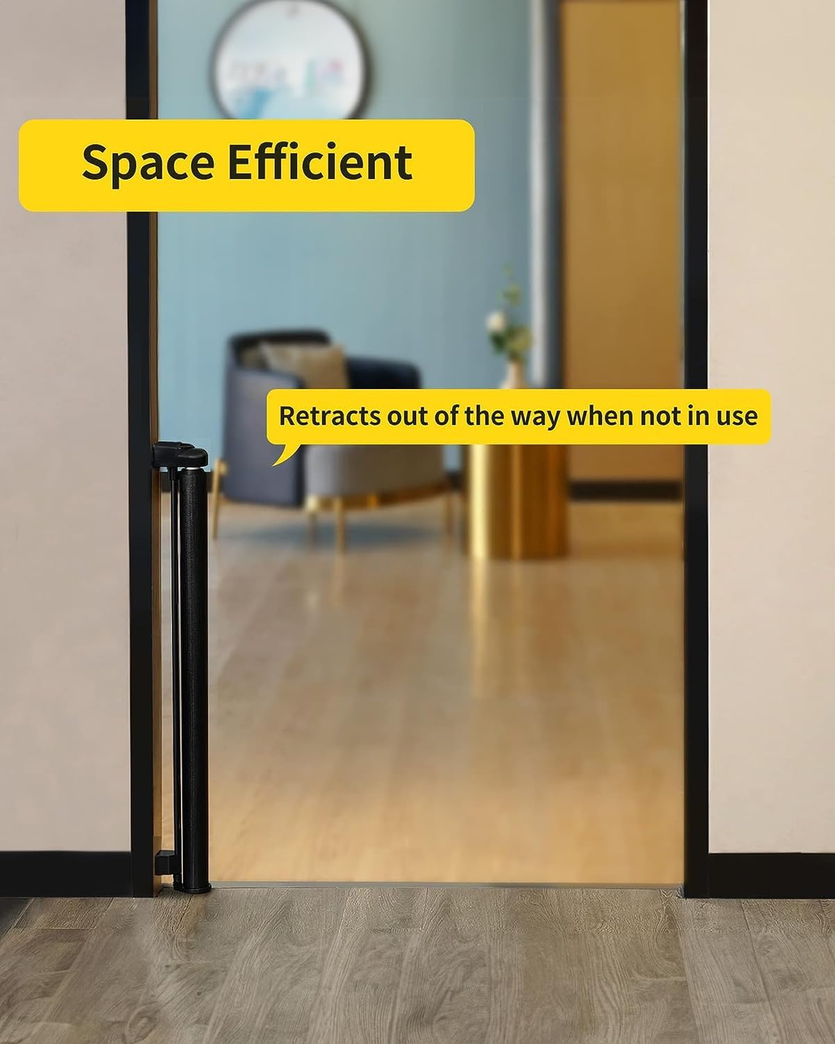 Retractable Baby Gates for Stairs, 55 Wide Mesh Dog Gate for Doorways, 33.6" Tall Easy to Use Pet Fence for the House, Toddler Safety Essentials Indoor&Outdoor, Black