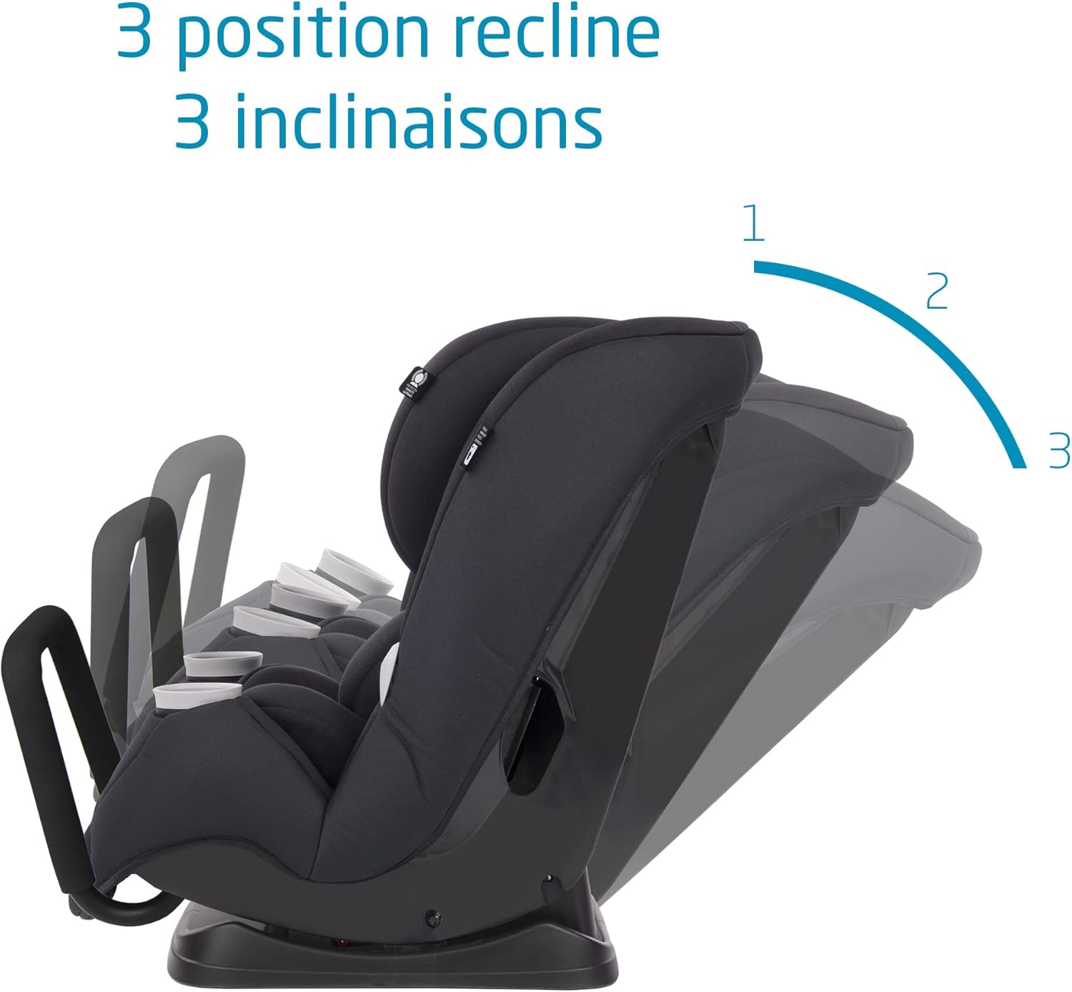 Pria All-In-One Car Seat, 3In1, Convertible from Infant to Toddler, Rear and Forward Facing, Booster Mode, Washable Seat Cover, Authentic Black