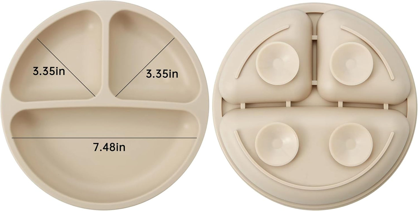 2 Pack Toddler Plates Silicone Suction Plates for Baby Kids| Divided Unbreakable Baby Feeding Plate, Non-Slip, Non-Toxic, BPA Free, Dishwasher and Microwave Safe