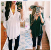 Maternity V-Neck Chiffon Blouse Summer Fashion Pregnancy Clothing White Shirts Loose Tops Solid Color Clothes for Pregnant Women