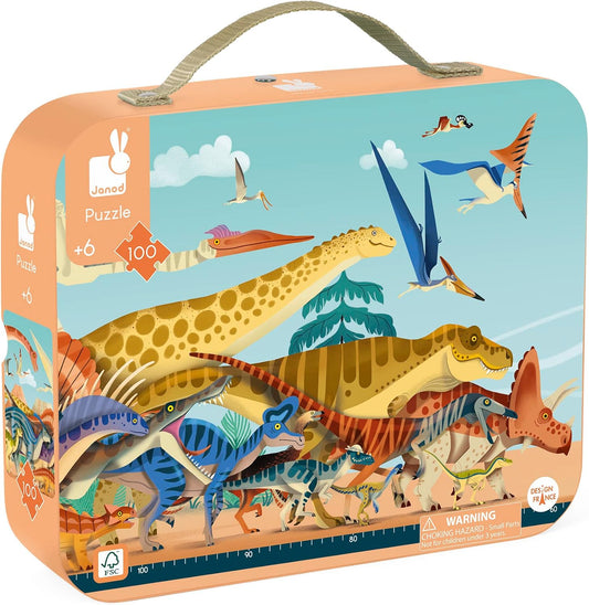 • Panoramic Dino Puzzle for Kids 6-10 Years • 100 Pieces 100 X 20 Cm • Cardboard Puzzle • Sturdy Puzzle Box and Poster • Educational Toys Gift for Boys and Girls • J02540
