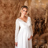 Lace White Maternity Dresses for Baby Shower Sexy Pregnancy Photo Shoot Maxi Gown Pregnant Women Party Wedding Photography Props