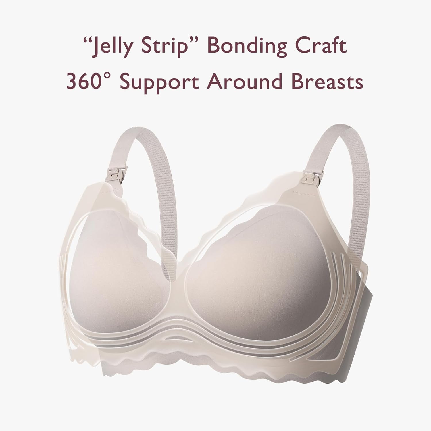 Nursing Bras for Breastfeeding, Jelly Strip Support Comfort Maternity Bra, Seamless Soft Wirefree Pregnancy Bra