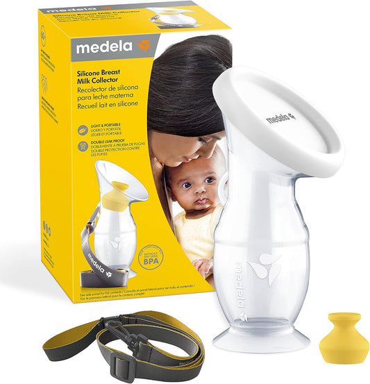 Silicone Breast Milk Collector, Milk Saver with Spill-Resistant Stopper, Suction Base and Lanyard, 3.4 Oz/100 Ml