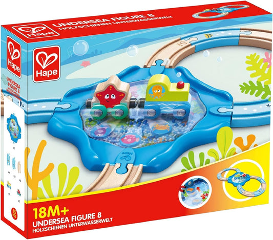 Undersea Figure 8 Play Set | under Water Inspired Wooden Railway and Train Toy Set for Toddlers