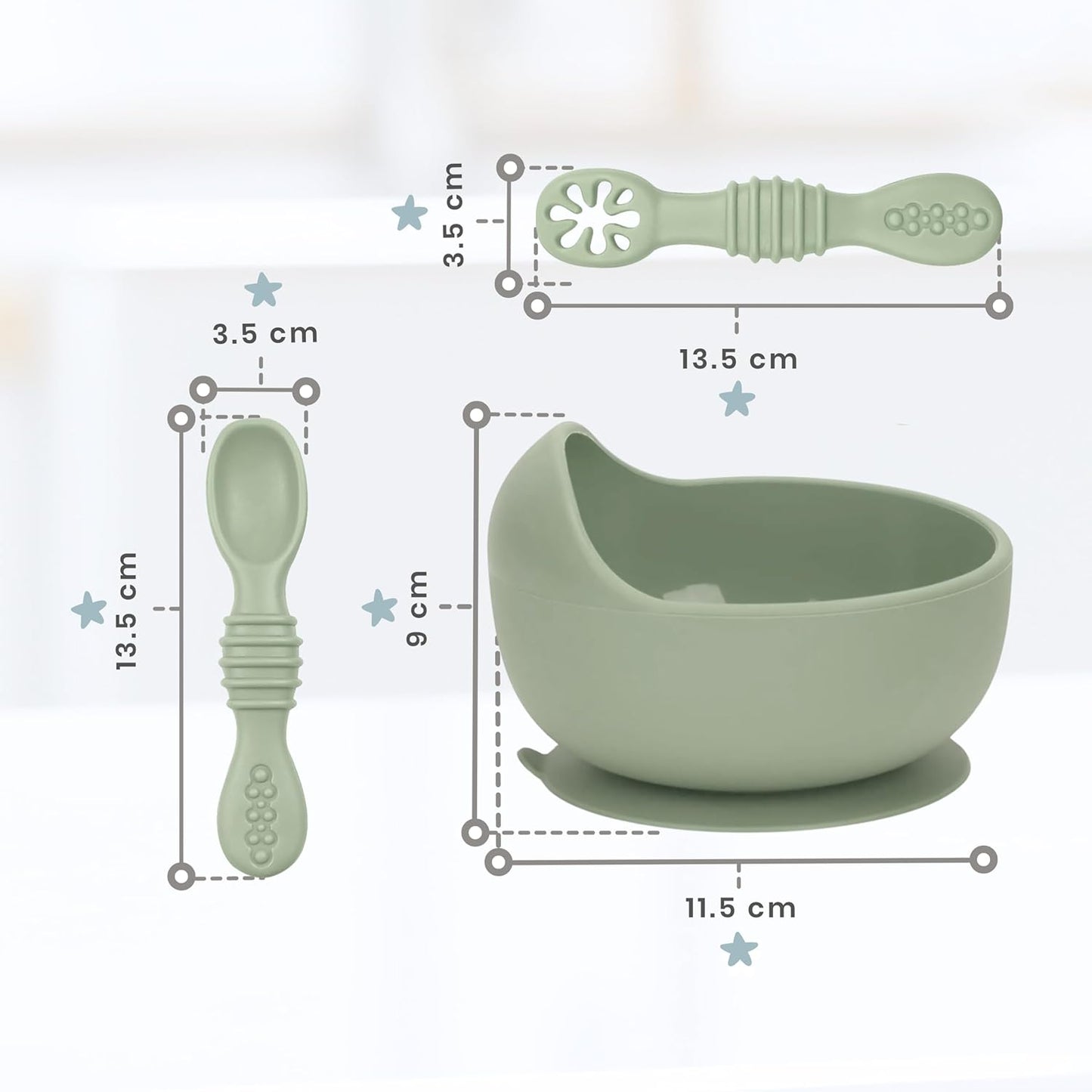 6 Piece Suction Bowls & Training Spoons, 100% Food Grade Silicone Feeding Set, Self Feeding Bowl and Utensils for Led Weaning, BPA Free