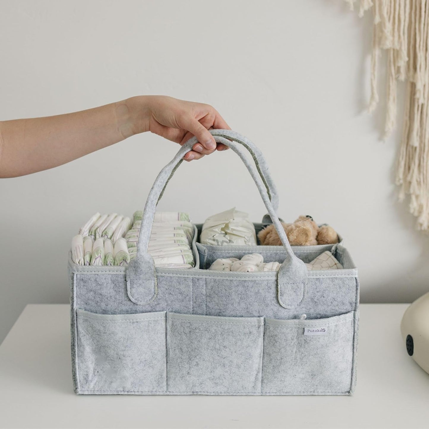 Nursery Storage Basket - Baby Diaper Caddy Organizer for Diaper Station, Newborn Essentials, Baby Shower Gifts and Registry Must-Haves for Boy or Girl