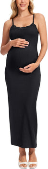 Women'S Maternity Dress Ribbed Nursing Nightgowns with Built in Bra Sleeveless Bodycon Dresses for Breastfeeding