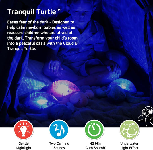 Ocean Projector Nightlight with White Noise Soothing Sounds | Adjustable Settings and Auto-Shutoff | Tranquil Turtle - Pink