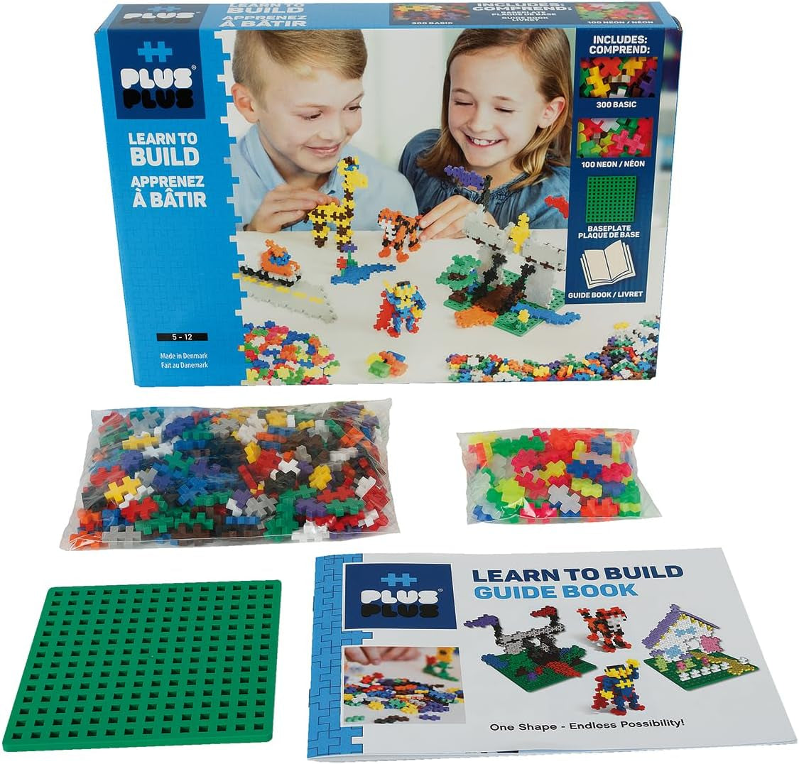 - Learn to Build Basic - 400 Pieces - Creative Building and Construction Set - Mix of Basic and Neon Colors in a Box - Kids 5 to 12 Years - P5014